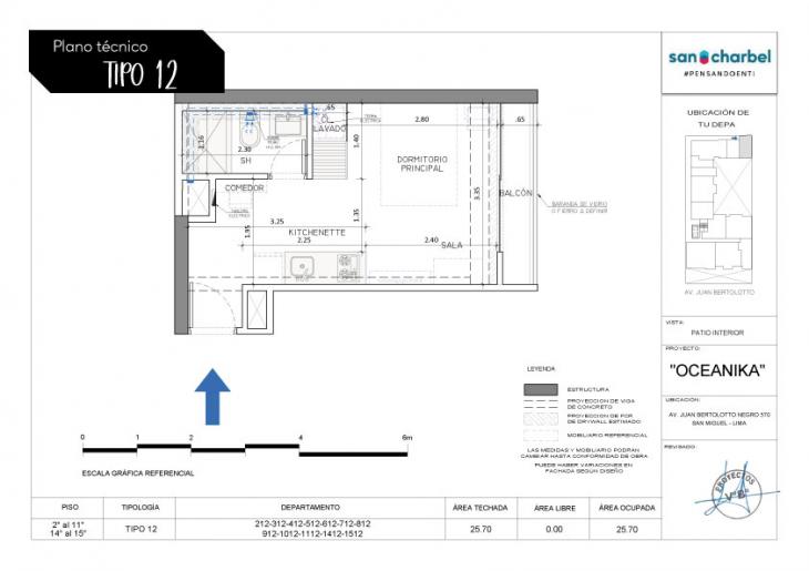 Plano del modelo TIPO 12 del proyecto OCEANIKA en San Miguel