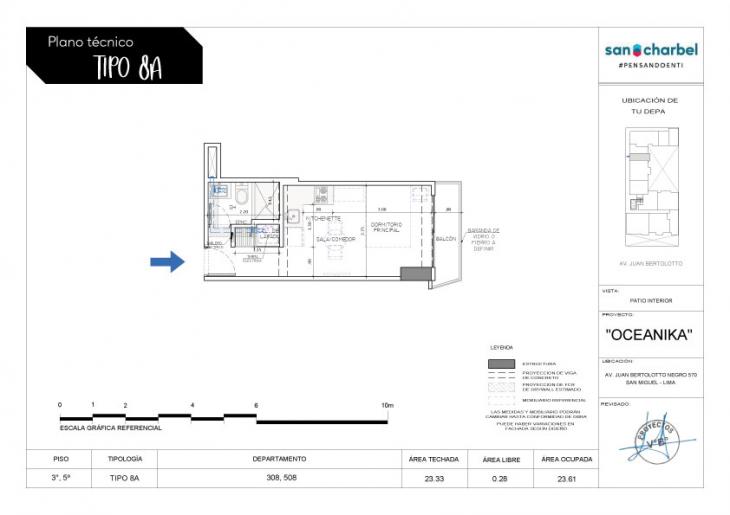 Plano del modelo TIPO 8A del proyecto OCEANIKA en San Miguel