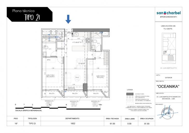 Plano del modelo TIPO 2I del proyecto OCEANIKA en San Miguel