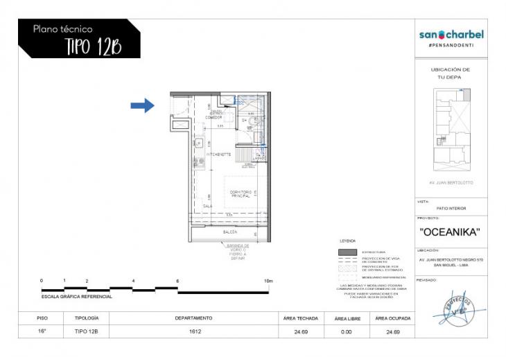 Plano del modelo TIPO 12B del proyecto OCEANIKA en San Miguel