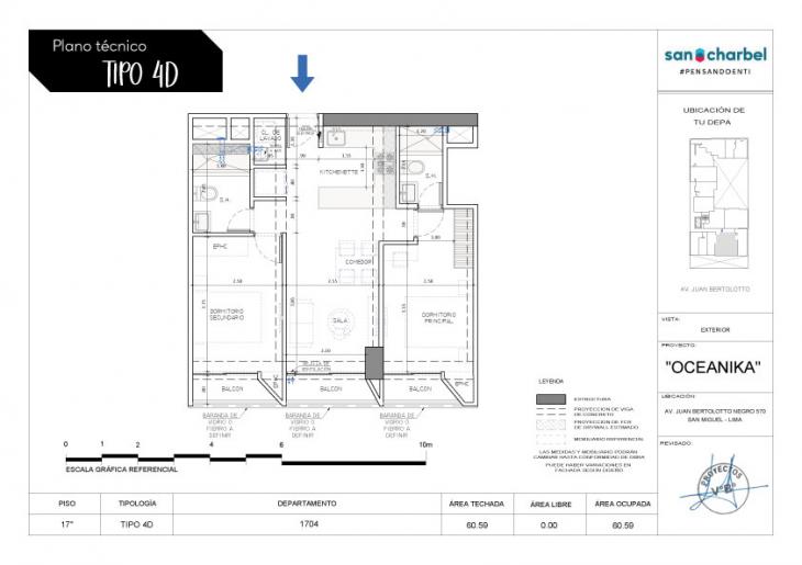 Plano del modelo TIPO 4D del proyecto OCEANIKA en San Miguel