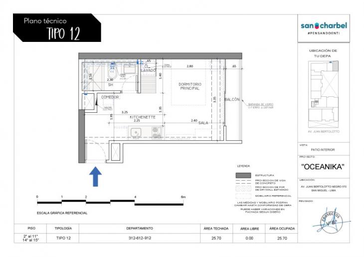 Plano del modelo TIPO 12 del proyecto OCEANIKA en San Miguel