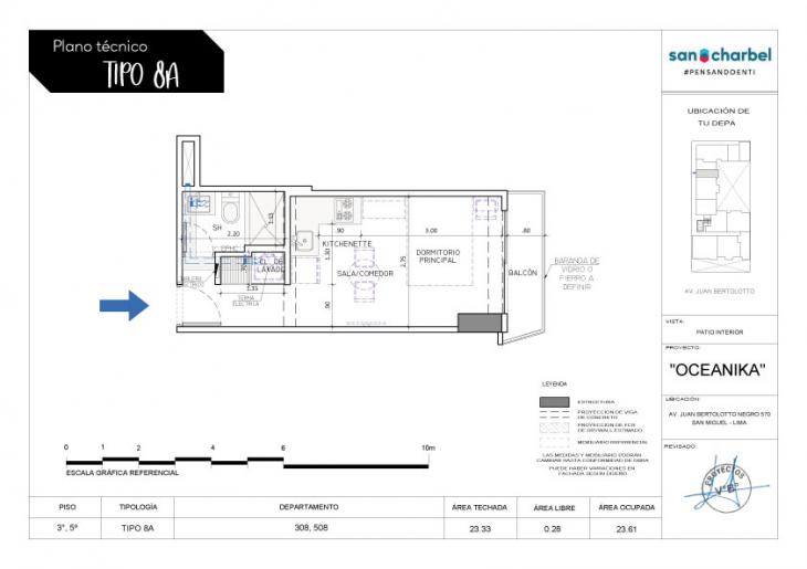 Plano del modelo TIPO 8A del proyecto OCEANIKA en San Miguel