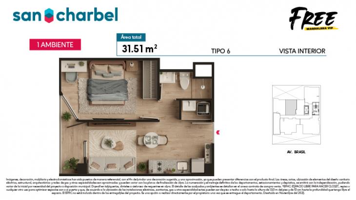 Plano del modelo TIPO 6 del proyecto FREE en Magdalena Del Mar