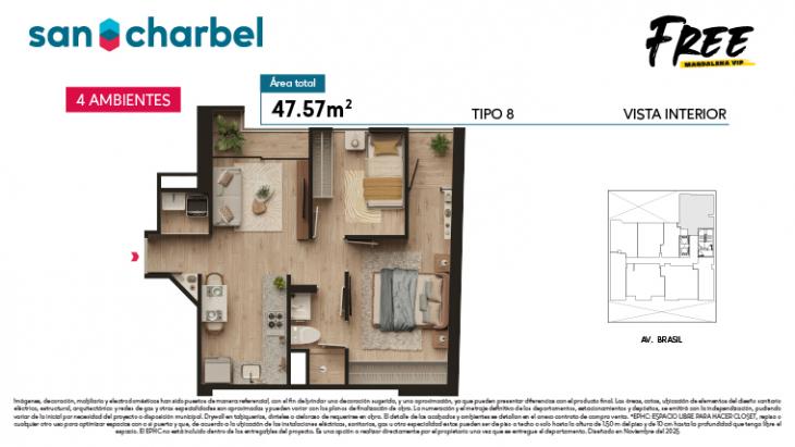 Plano del modelo TIPO 8 del proyecto FREE en Magdalena Del Mar