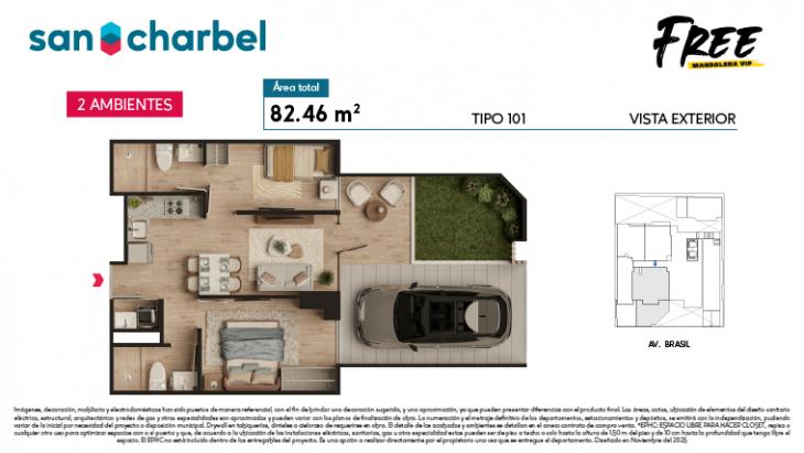 Plano del modelo TIPO 101 del proyecto FREE en Magdalena Del Mar
