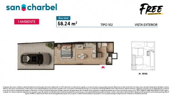 Plano del modelo TIPO 102 del proyecto FREE en Magdalena Del Mar