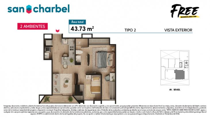 Plano del modelo TIPO 2 del proyecto FREE en Magdalena Del Mar