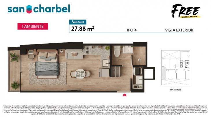 Plano del modelo TIPO 4 del proyecto FREE en Magdalena Del Mar
