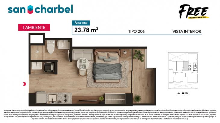 Plano del modelo TIPO 206 del proyecto FREE en Magdalena Del Mar