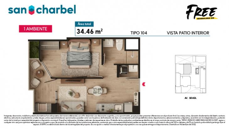 Plano del modelo TIPO 104 del proyecto FREE en Magdalena Del Mar