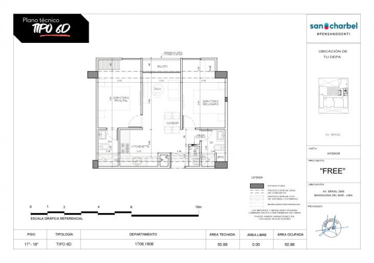 Plano del modelo TIPO 6D del proyecto FREE en Magdalena Del Mar