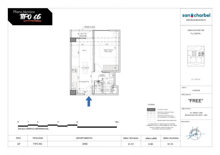 Plano del modelo TIPO 6G del proyecto FREE en Magdalena Del Mar