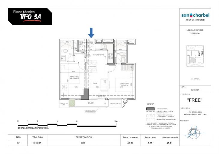 Plano del modelo TIPO 3A del proyecto FREE en Magdalena Del Mar