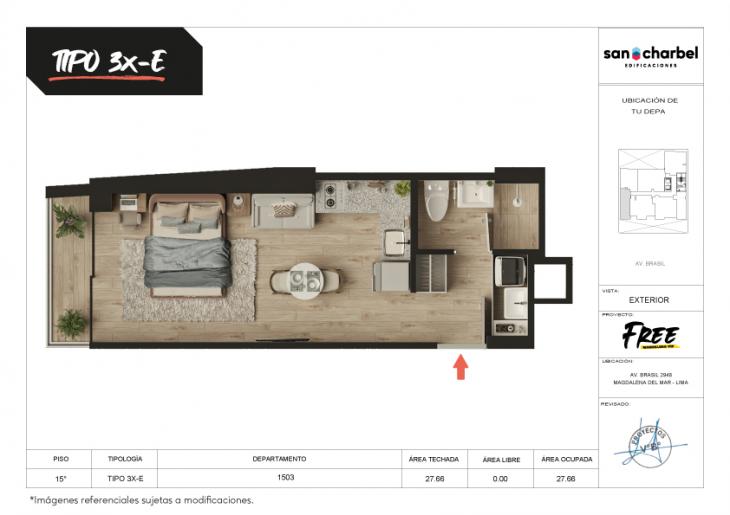 Plano del modelo TIPO 3X-E del proyecto FREE en Magdalena Del Mar