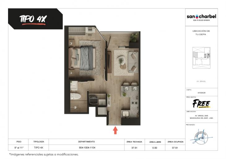 Plano del modelo TIPO 4X del proyecto FREE en Magdalena Del Mar