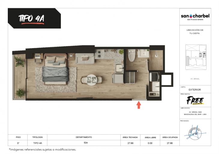 Plano del modelo TIPO 4A del proyecto FREE en Magdalena Del Mar