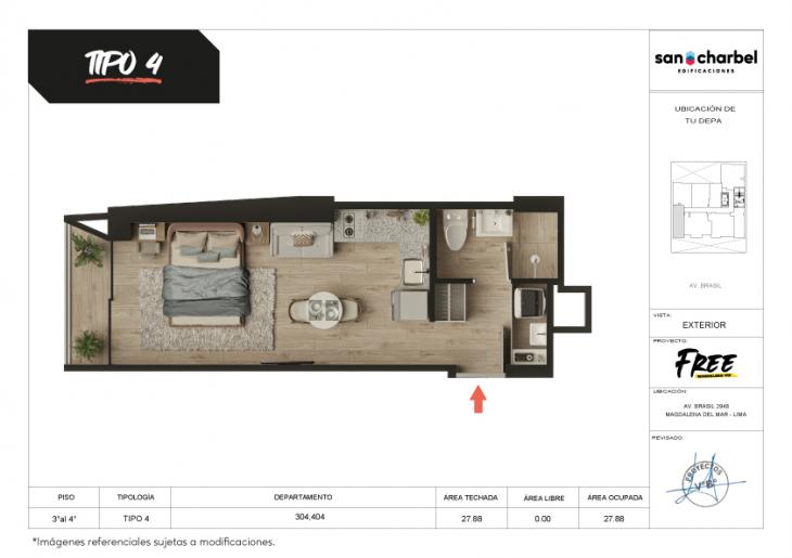 Plano del modelo TIPO 4 del proyecto FREE en Magdalena Del Mar