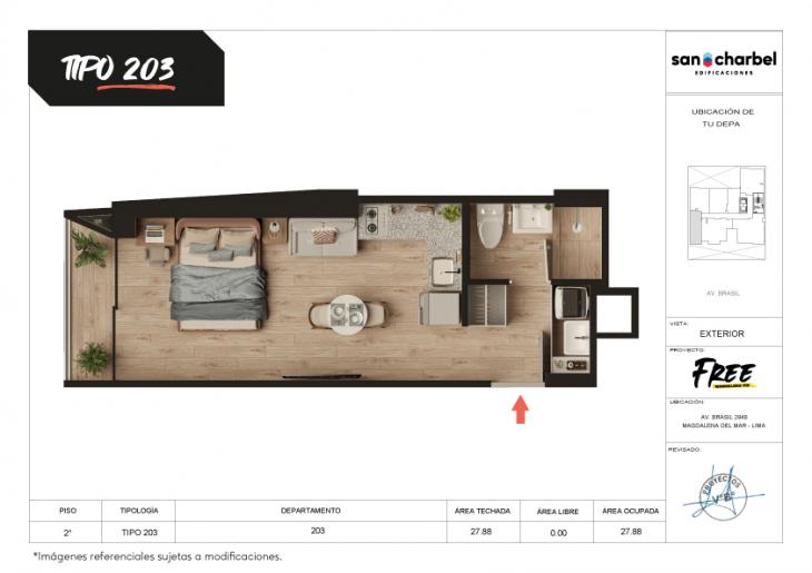 Plano del modelo TIPO 203 del proyecto FREE en Magdalena Del Mar