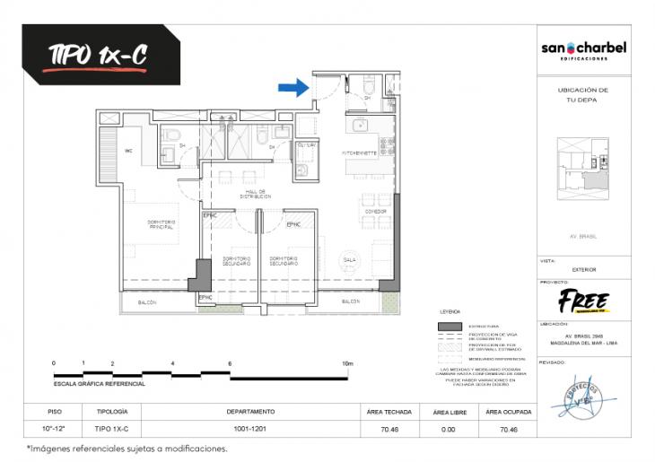 Plano del modelo TIPO 1X-C del proyecto FREE en Magdalena Del Mar