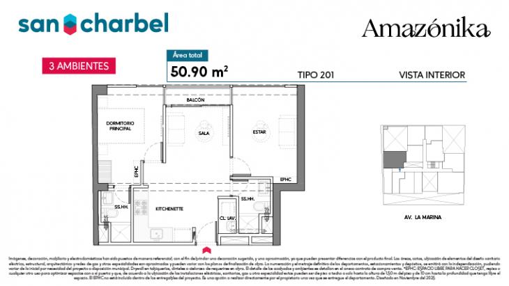 Plano del modelo TIPO 201 del proyecto Amazónika en San Miguel