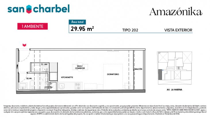 Plano del modelo TIPO 202 del proyecto Amazónika en San Miguel