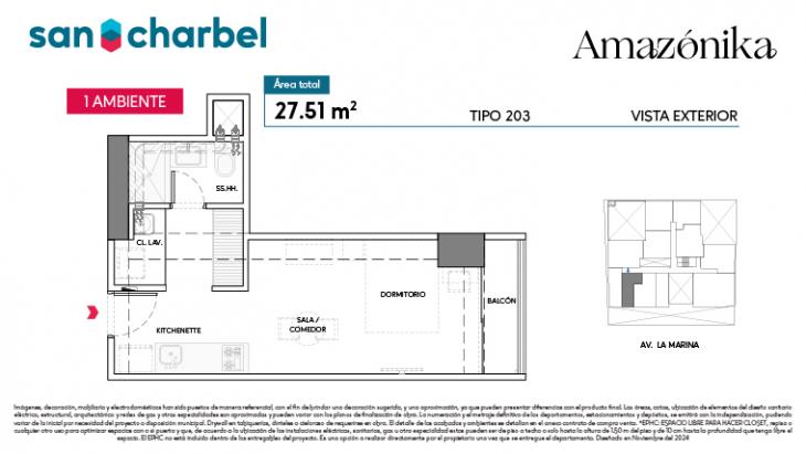 Plano del modelo TIPO 203 del proyecto Amazónika en San Miguel