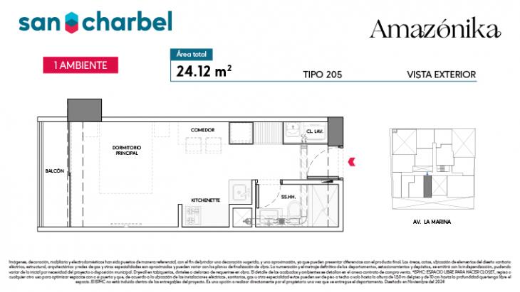 Plano del modelo TIPO 205 del proyecto Amazónika en San Miguel