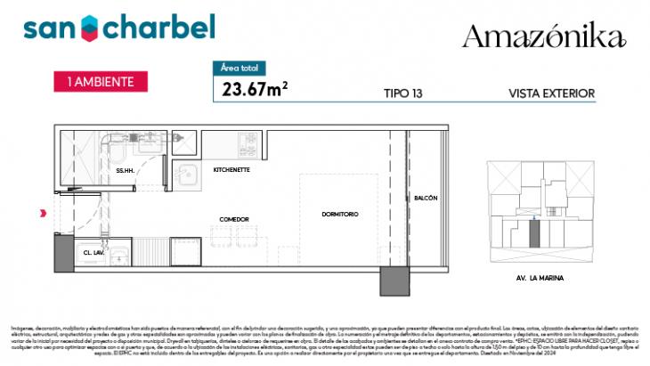 Plano del modelo TIPO 13 del proyecto Amazónika en San Miguel