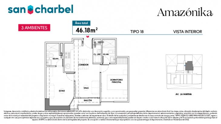 Plano del modelo TIPO 18 del proyecto Amazónika en San Miguel