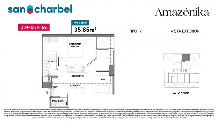 Plano del modelo TIPO 17 del proyecto Amazónika en San Miguel
