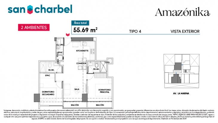 Plano del modelo TIPO 4 del proyecto Amazónika en San Miguel