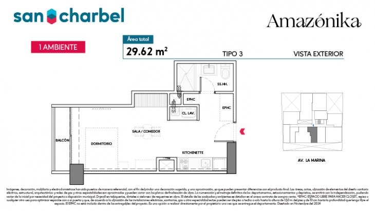 Plano del modelo TIPO 3 del proyecto Amazónika en San Miguel