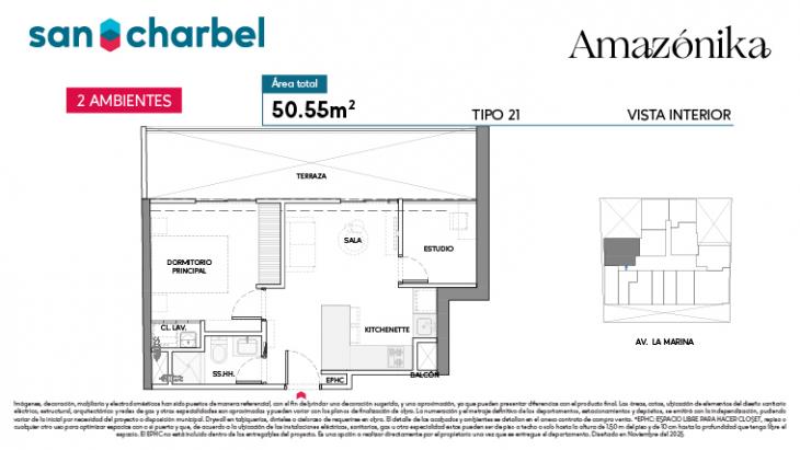 Plano del modelo TIPO 21 del proyecto Amazónika en San Miguel