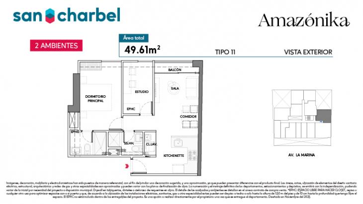 Plano del modelo TIPO 11A del proyecto Amazónika en San Miguel