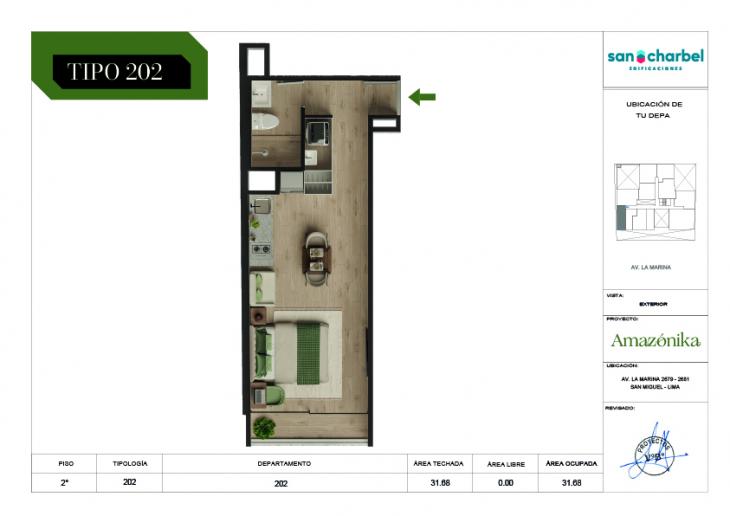 Plano del modelo TIPO 202 del proyecto Amazónika en San Miguel