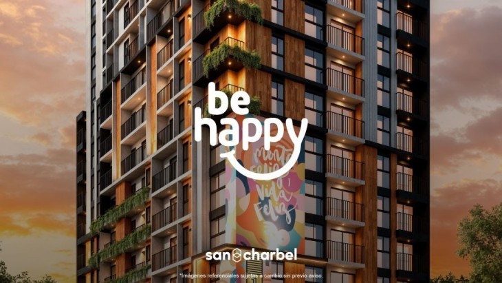 Fachada principal del proyecto Be Happy en Lince