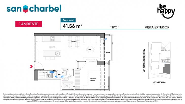 Plano del modelo TIPO 1 del proyecto Be Happy en Lince