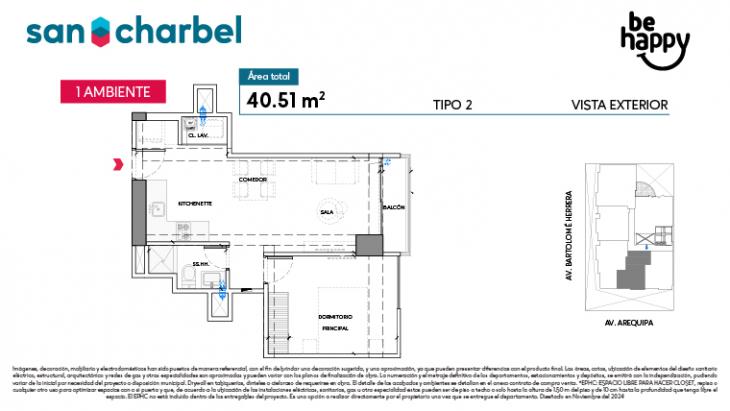 Plano del modelo TIPO 2 del proyecto Be Happy en Lince