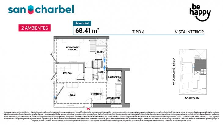 Plano del modelo TIPO 6 del proyecto Be Happy en Lince
