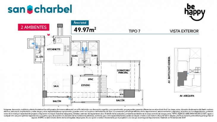 Plano del modelo TIPO 7 del proyecto Be Happy en Lince