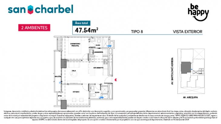 Plano del modelo TIPO 8 del proyecto Be Happy en Lince