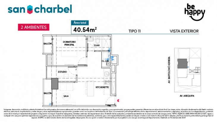 Plano del modelo TIPO 11 del proyecto Be Happy en Lince