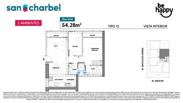 Plano del modelo TIPO 13 del proyecto Be Happy en Lince