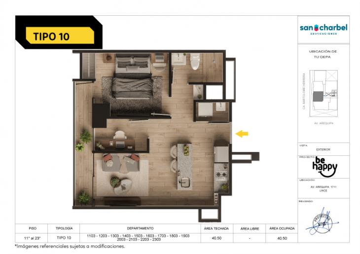 Plano del modelo TIPO 10 del proyecto Be Happy en Lince