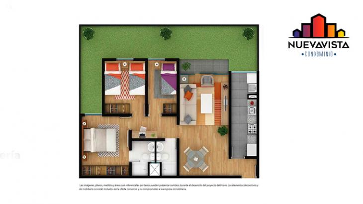 Plano del modelo C del proyecto Nuevavista Condominio Edificio 10 en Bellavista