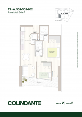 Plano del modelo T-2A del proyecto Irigoyen 128 en Santiago De Surco