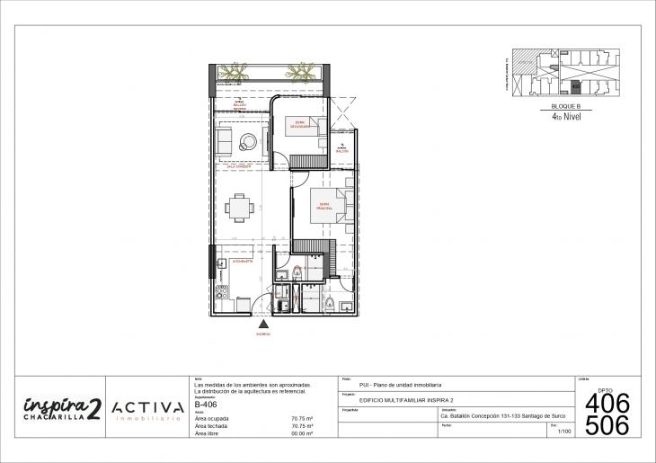 Plano del modelo B-506 del proyecto Inspira 2 en Santiago De Surco
