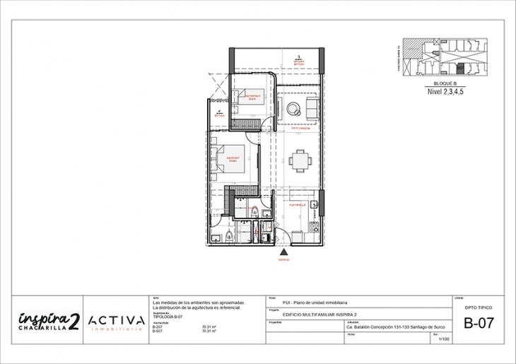 Plano del modelo B-507 del proyecto Inspira 2 en Santiago De Surco