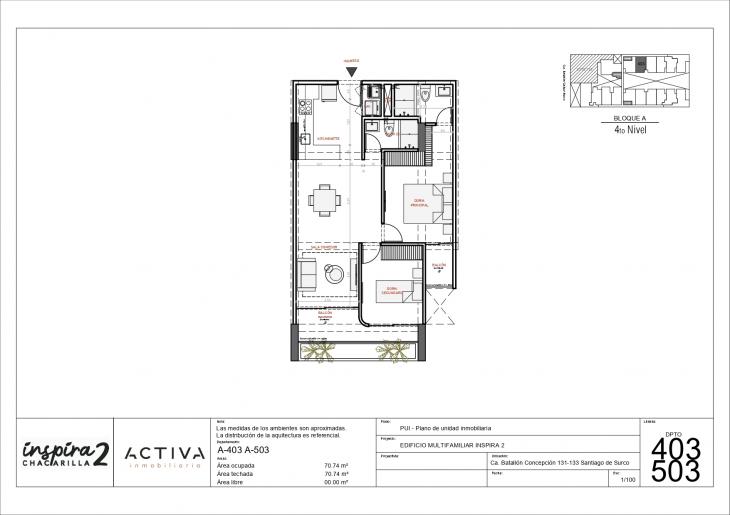 Plano del modelo A-503 del proyecto Inspira 2 en Santiago De Surco